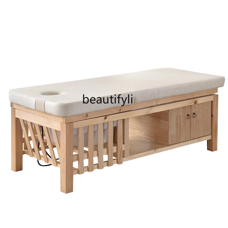 

Shampoo Chair Barber Shop Flat Lying Hair Salon Shop Solid Wood Head Massage Therapy Bed Ceramic Basin