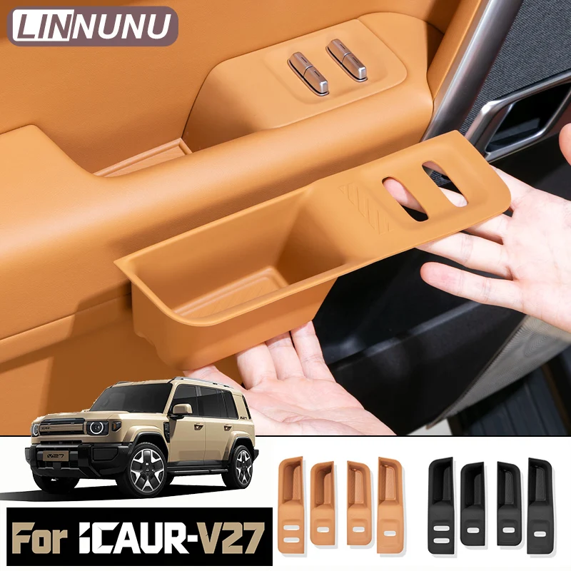 LINNUNU For Chery iCAUR V27 Esteo V27 2026 Car Window Switch Panel Cover Silicone Pad Anti-Dust Anti-Scratch Interior Auto Trim