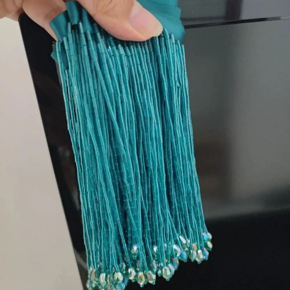 6 بوصة واسعة بوق الخرز خرز كريستالي مطرز هامش ، فساتين راقية زي كوتر هامش ، عاكس الضوء لتقوم بها بنفسك الحرفية حبة هامش #6