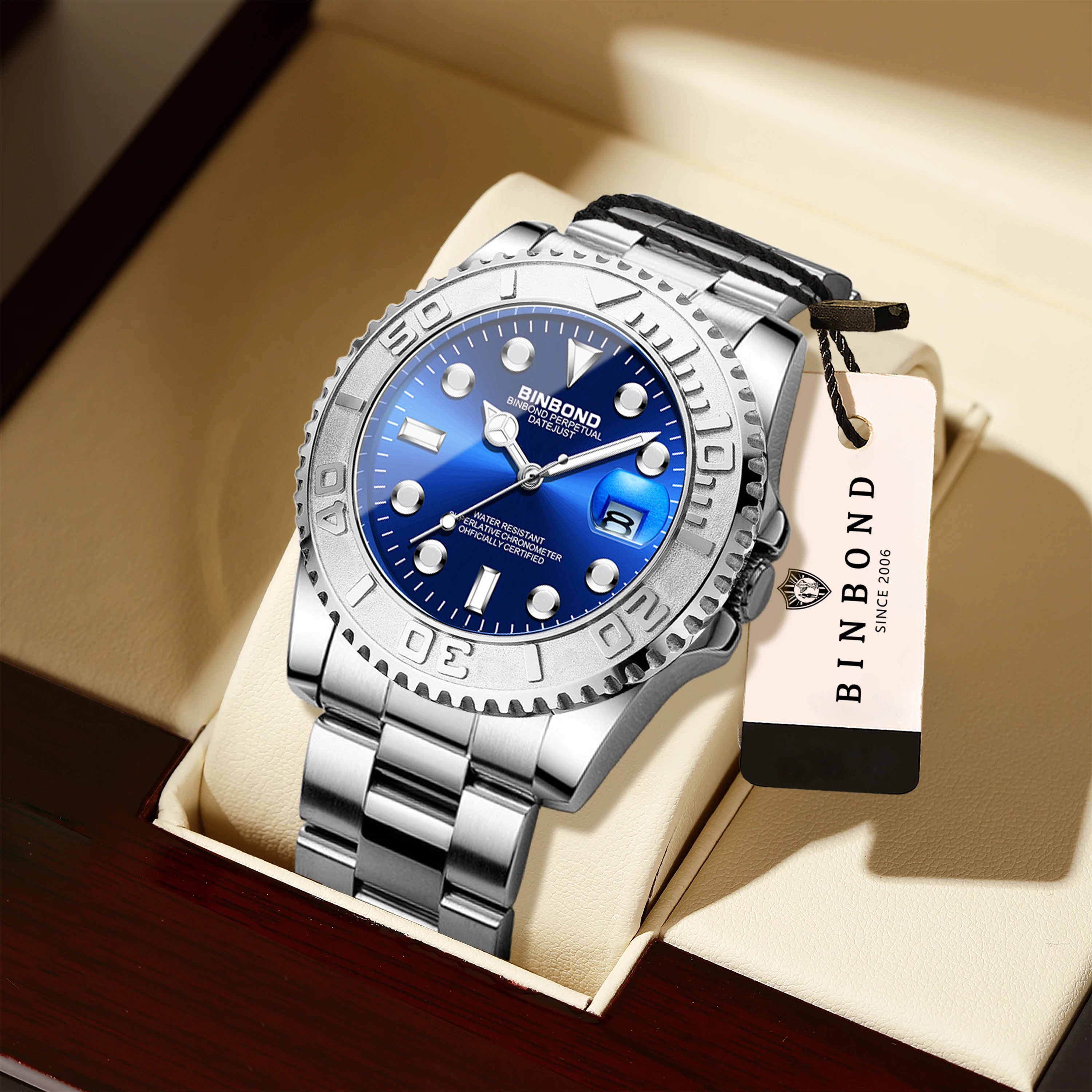 BINBOND Orginal Precise Quartz Wristwatches For Men Luxury Luminous Durable Waterproof Auto Date Men's Watch Casual Reloj