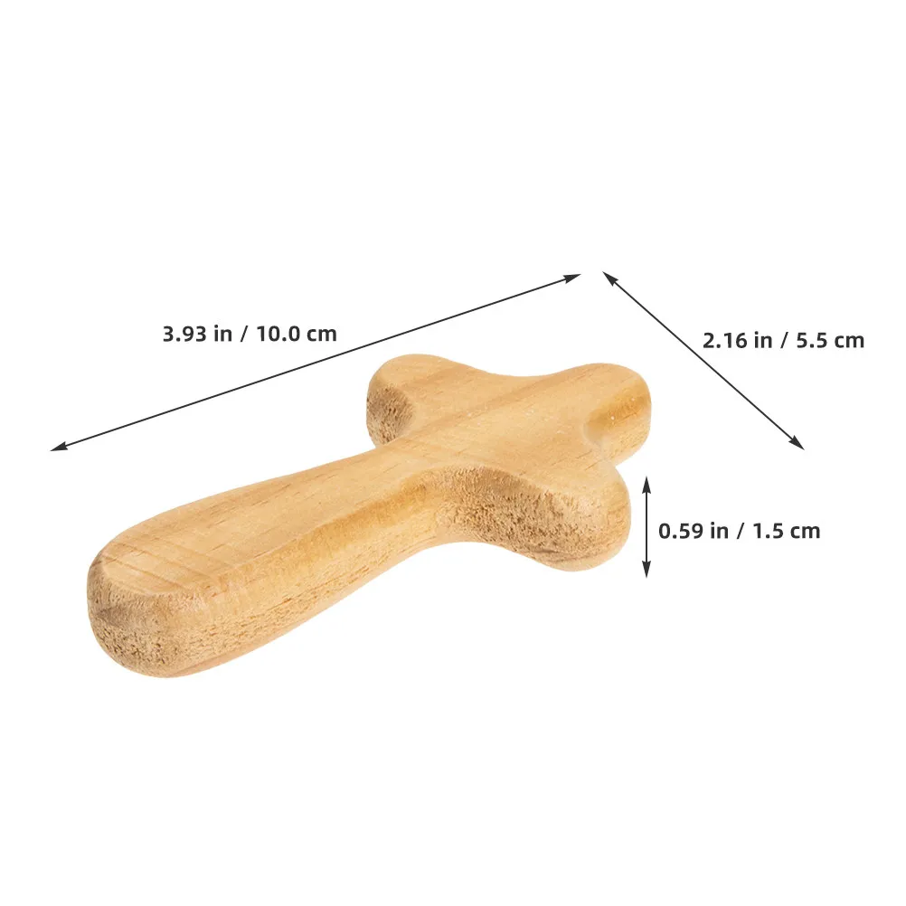3Pcs Wooden Handheld Cross Ornament Small Pocket Size Faith Symbol for Catholics Christians Religious Decor Home Office Church