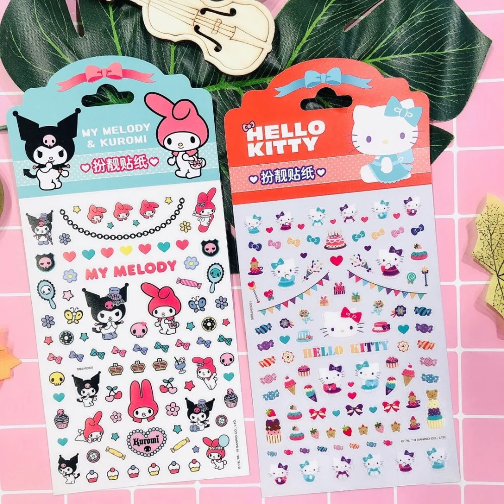 ملصقات جرافيتي أصلية من سانريو هالو كيتي كورومي ميلودي اللطيفة لحساب اليد للدراجات مقلمة شارات تزيين هدية للفتيات
