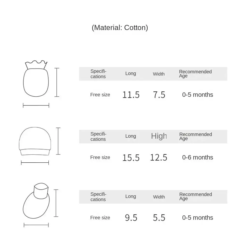 3pcs/ Set Solid Color Mittens Socks Hat Cap Monolayer Stretchy Cap Gloves Foot Cover Letter Embroidery Cotton Accessories view 6
