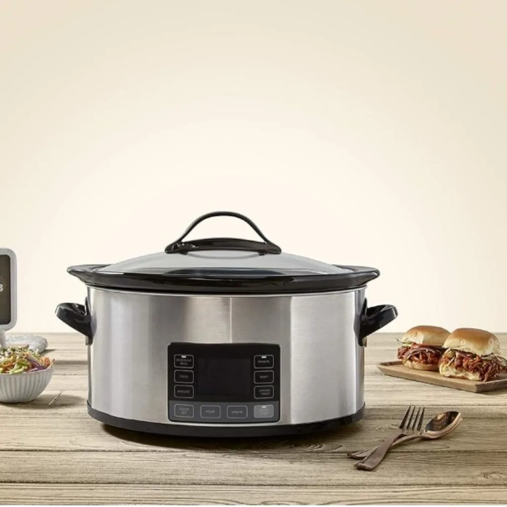 

6 Quart Programmable Slow Cooker, Food Warmer with Digital Timer, Stainless Steel Slow Cookers