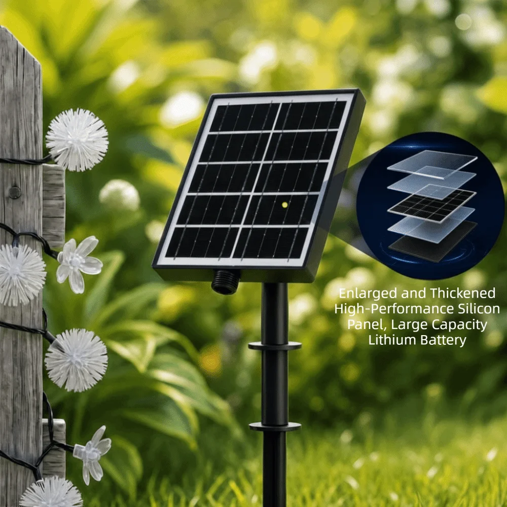 Colored Lights Solar-Powered Light String Solar-Powered Cherry Blossom Design Outdoor Garden Decoration Cherry Blossom Light view 3