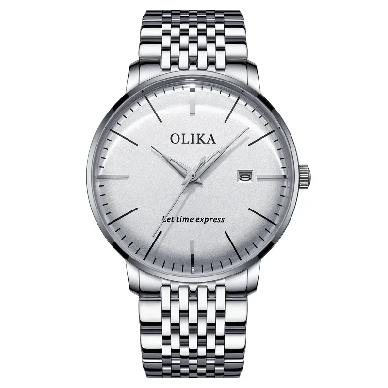 OLIKA Luxury Man Wristwatch Waterproof Gentleman Fashion Sport Quartz Watch Stainless Band Casual Simple Boy Clock Male Relogios