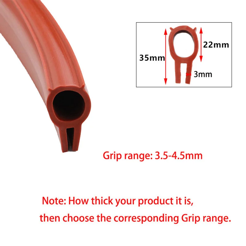NONE 1Meter Silikon Dichtung Streifen U Typ Mit Top Blase Ofen Hohe Temperatur Gummi Anti-kollision Streifen Metall Rand banding Teile 6