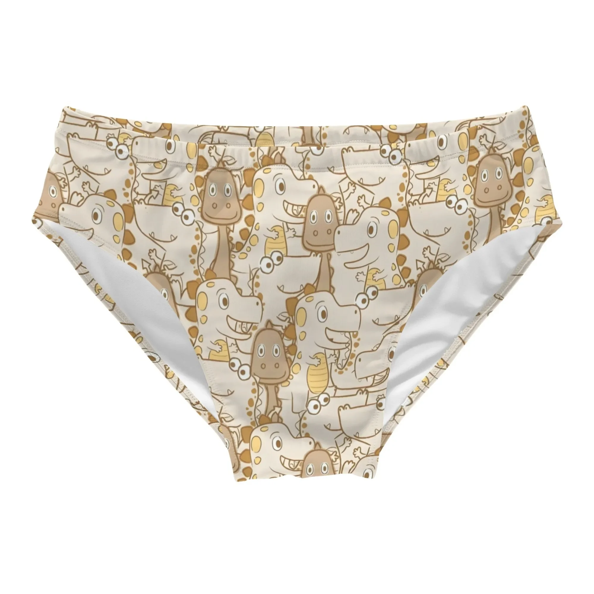 Happy Cute Dinosaur Cartoon Print Men's Swim Trunks Beach Surf Shorts Men's Triangle Swimsuit Sexy Bikini Lightweight Breathable