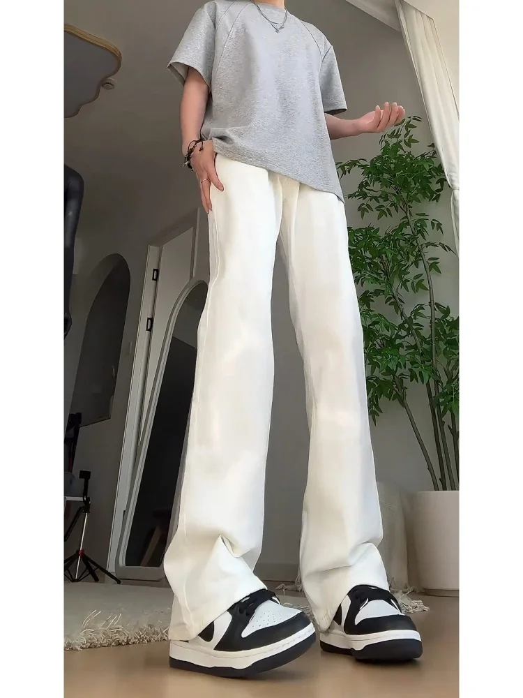 

Мужские джинсы Cleanfit белого цвета, летние, приталенные, прямые, в американском стиле, повседневные, с легким расклешением, износостойкие, молодежный тренд