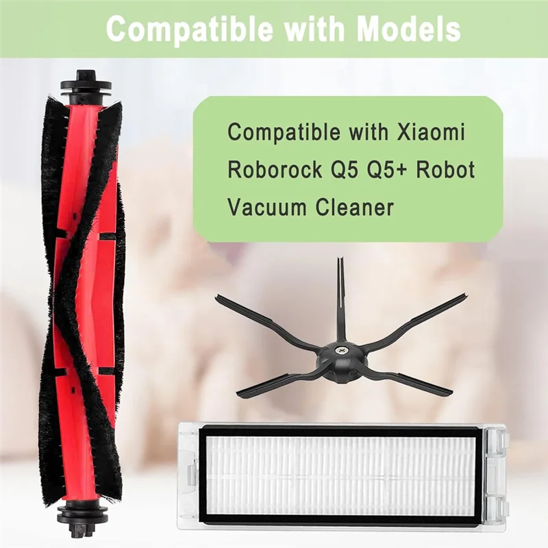 SANQメインブラシ、HEPAフィルター、サイドブラシ交換部品（図示）、Roborock Q5/Q5+掃除機用プラスチック製掃除機部品