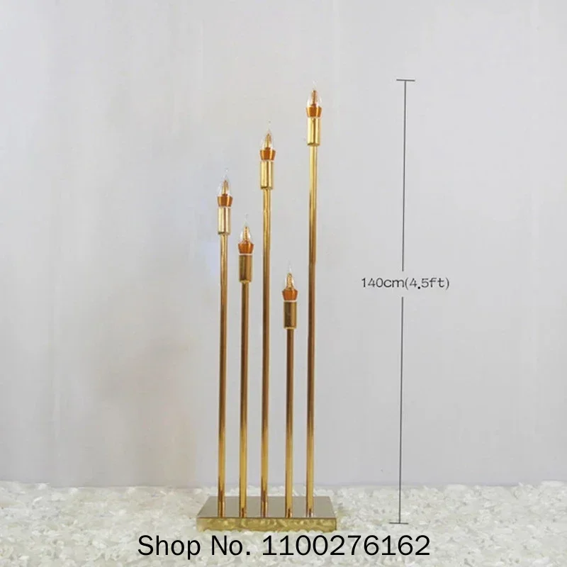 Multi Head Golden Wedding Decor Road Guide Reed Light Acrylic Transparent Candlestick Home Party Table Centerpiece Decor