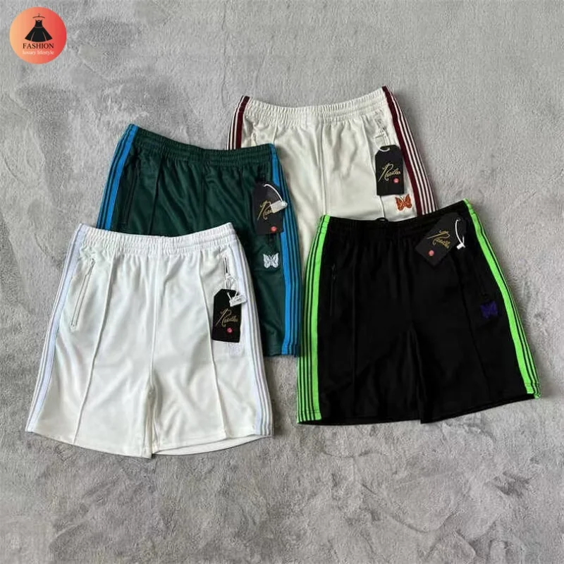 

All Collection Needle s Embroidery Butterfly Stripe Shorts 1:1 Summer Casual Beach Loose Mens Womens Shorts