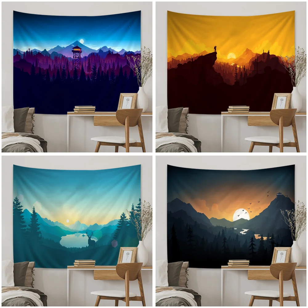 

Firewatch Forest Wall Tapestry Bohemian Wall Tapestries Mandala Wall Hanging Home Decor