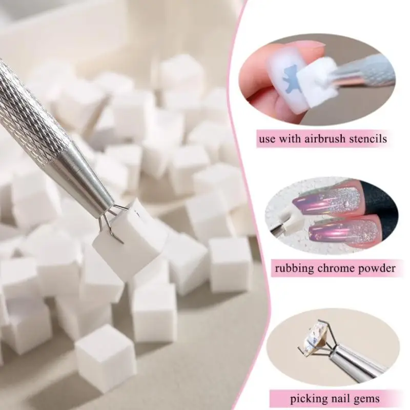 Juego de esponjas cuadradas coloridas para uñas, cepillo de uñas degradado, Mini herramienta suave para difuminar uñas, esponja de maquillaje para manicura DIY con bolígrafo de agarre
