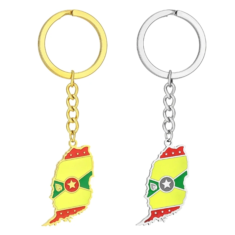 Durable Grenada Keyring Unique Map Keyring Simple Cell Phone Anti-lost Lanyard Ornament Perfect Gift Dropship