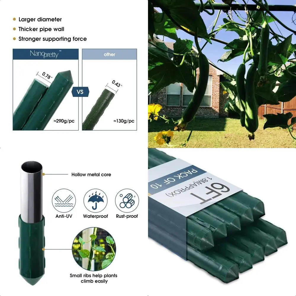 

Металлические опоры для растений длиной 6 футов (183 см) для поддержки растений на открытом воздухе, диаметр 0,78 дюйма (19,8 мм), для фасоли, огурцов, деревьев и вьющихся растений.