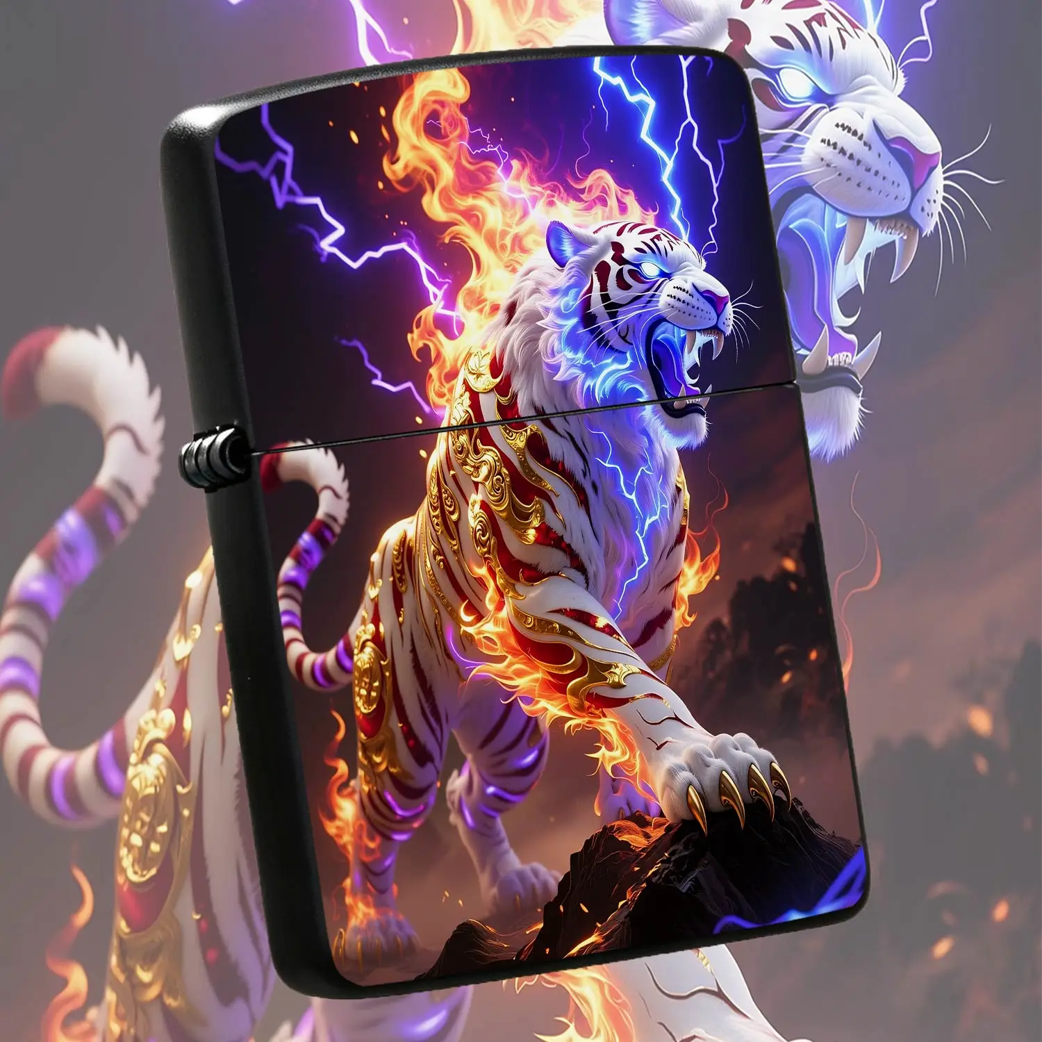 Stylish Mythicalpattern Lighter, Cool Fiery Lightning Divinethemed Portable Igniter, Universal For Indoor Outdoor Daily Use, Unique Decorative Collectible, Ideal Creative Gift For Friends And Trend Enthusiasts A Humorous And Interesting Lig