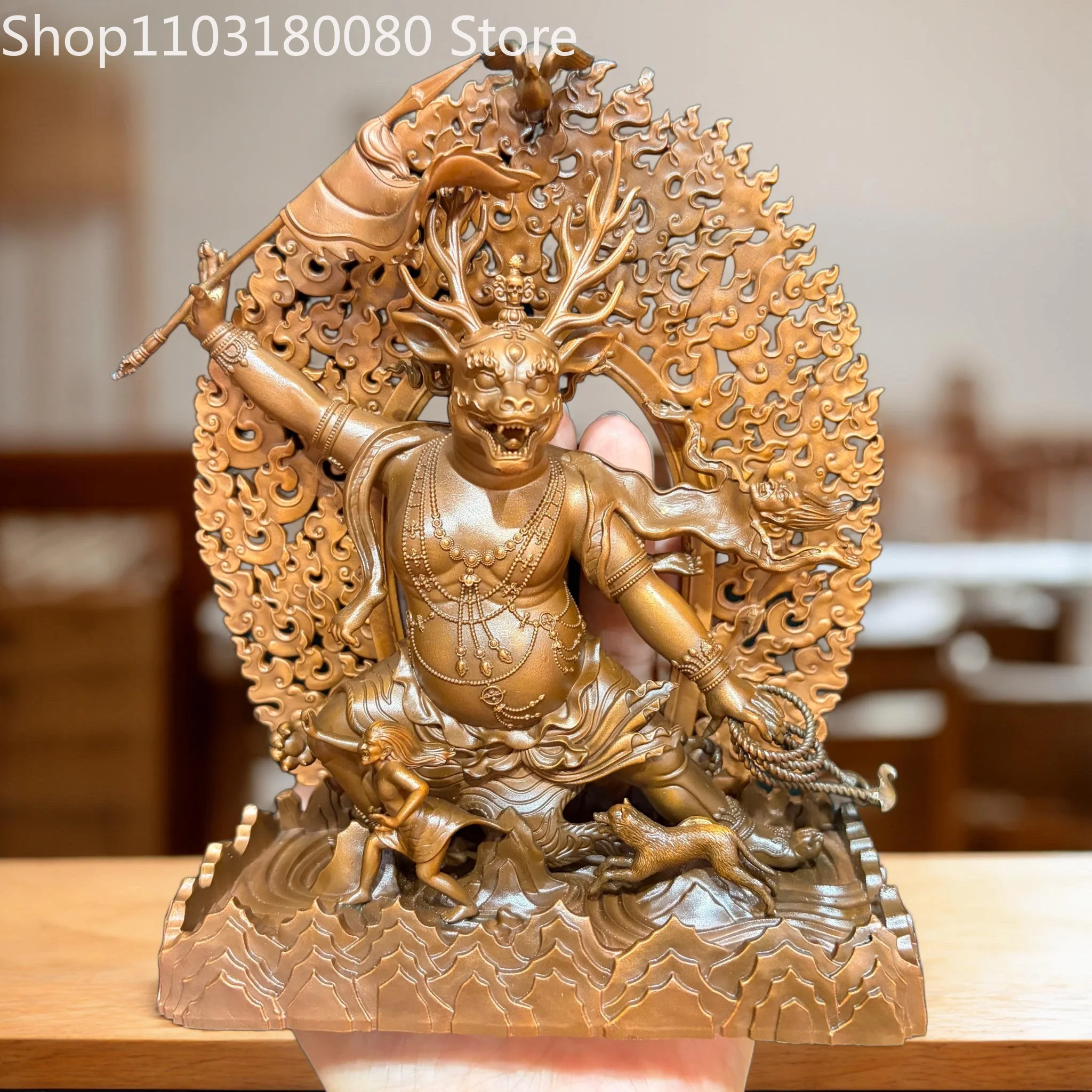 15cm Red Copper Zhizan Dharma Protector Statue Vintage Tibetan Buddhism Altar Home Decor