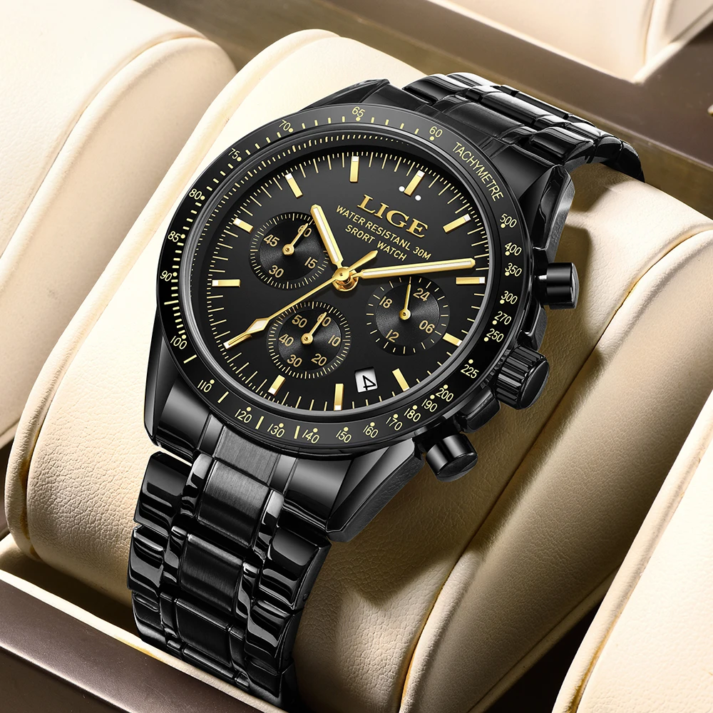 Reloj Hombre LIGE Luxury Business Men Watches Stainless Steel Quartz WristWatch Male Calendar Luminous Clock Relogio Masculino image 3