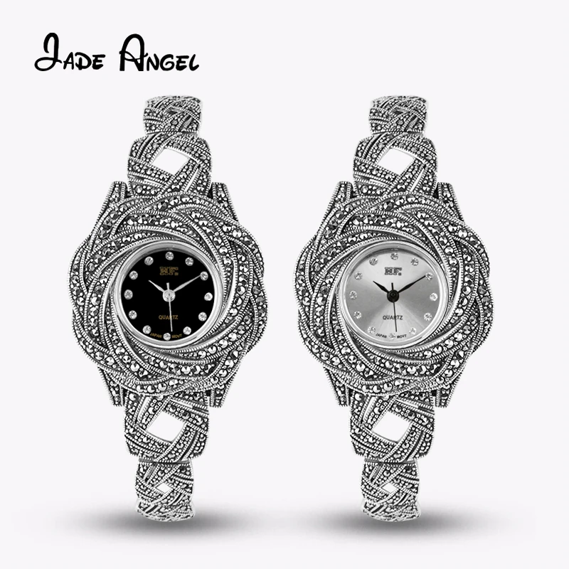 JADE ANGEL 925 Sterling Silver Watch Jewelry Simple Beautiful Retro Rose Flower Ladies Bracelet 2022 New Fashion Ladies Bracelet