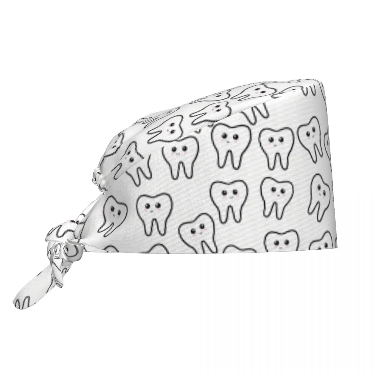 

Work Scrubs Hat Cute Teeth Poster Nurse Hats Unisex Women Casual Medical Cap Adjustable Holder Long Hair Working Caps