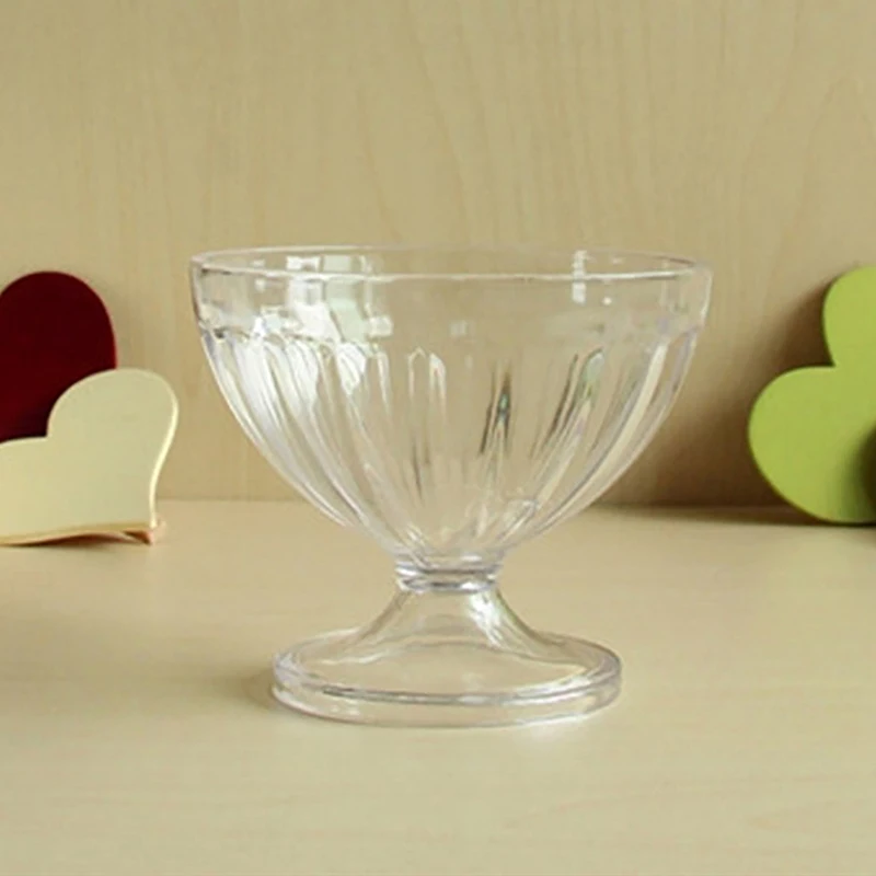 250ml Clear Salad Bowl for Dessert Mill Shake Goblet Glass Embossed Ice Cream Cup Transparent Creative Salad Plates view 3