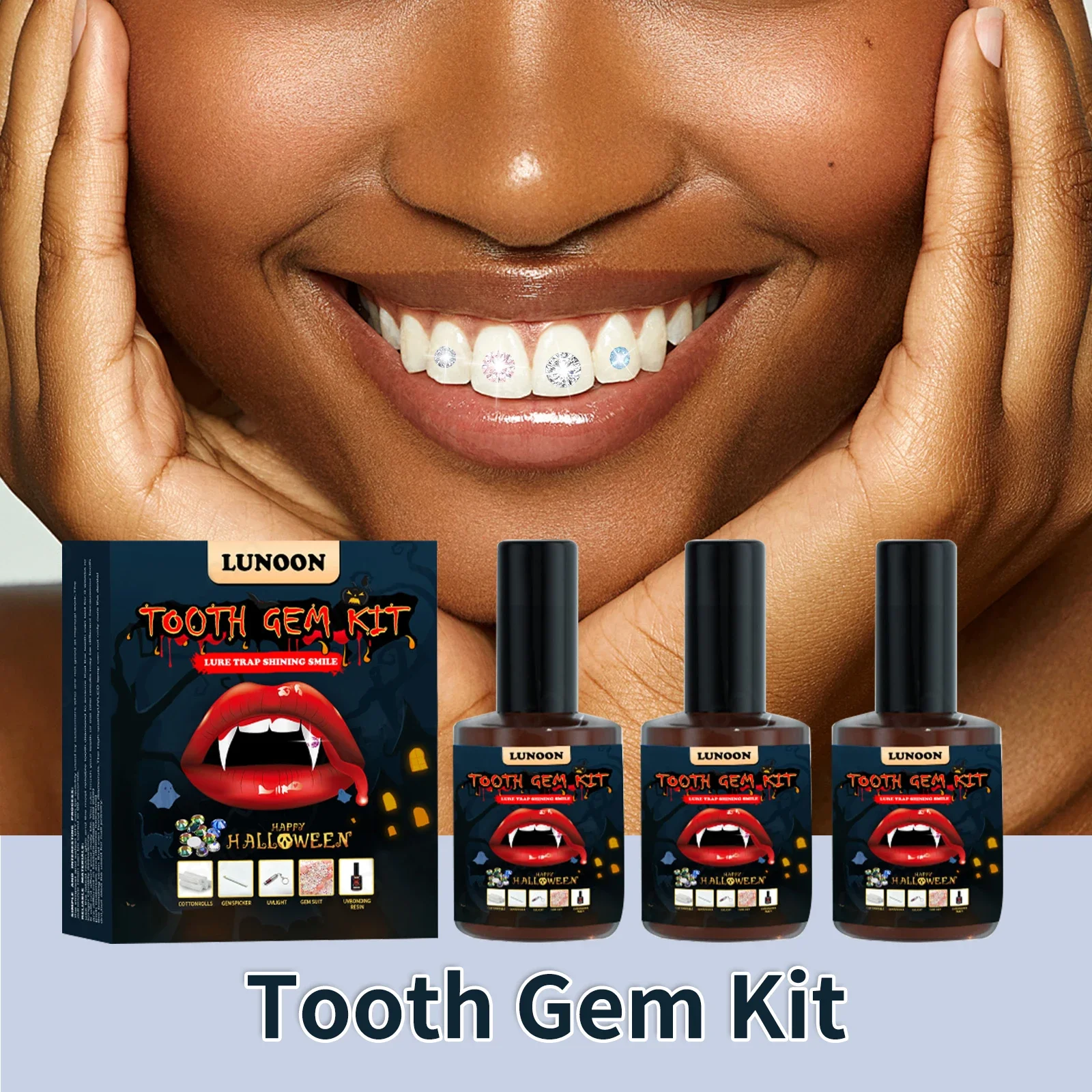 คริสตัลตกแต่งฟัน แฟชั่นเพชรประดับฟัน เครื่องประดับฟันรูปผีเสื้อระยิบระยับ