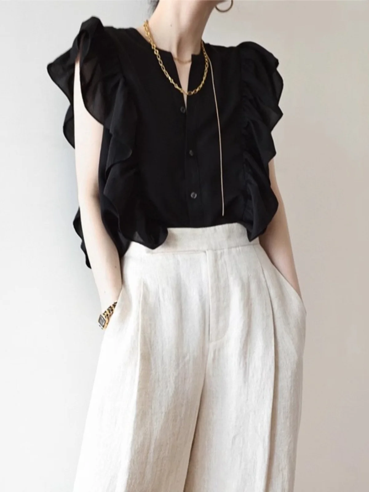 

Women's Summer New Sle Slim Fit irt Svel Thin Vest Top Lace Trim Commute Sle round Ne Pure Color VeeLa Brand