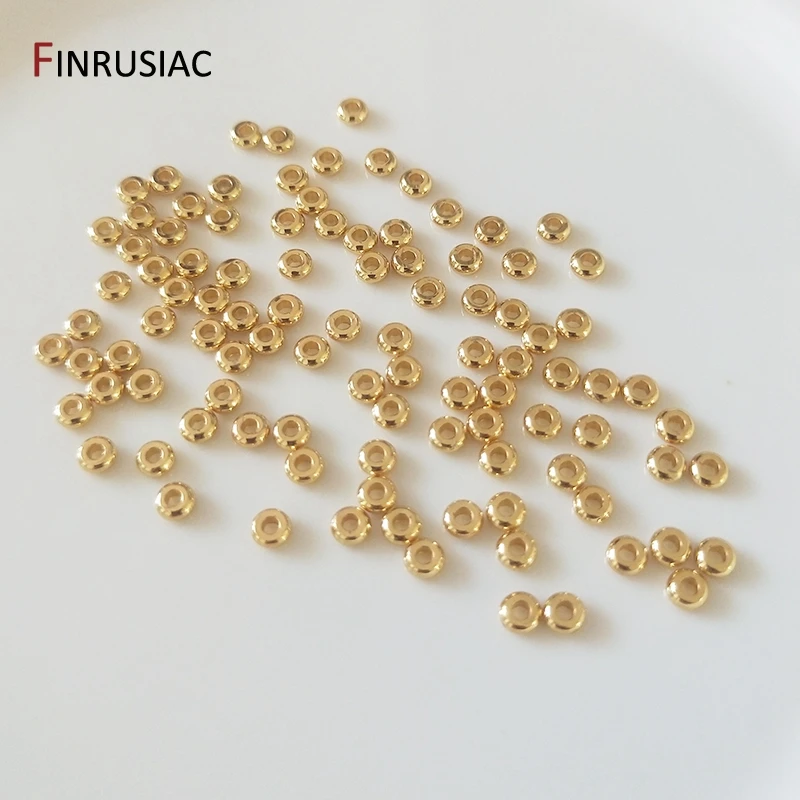 Gold Plated Brass Metal Round Flat Beads 3mm/4mm/6mm/8mm Spacer Beads For Jewellery Making DIY Accessories Wholesale