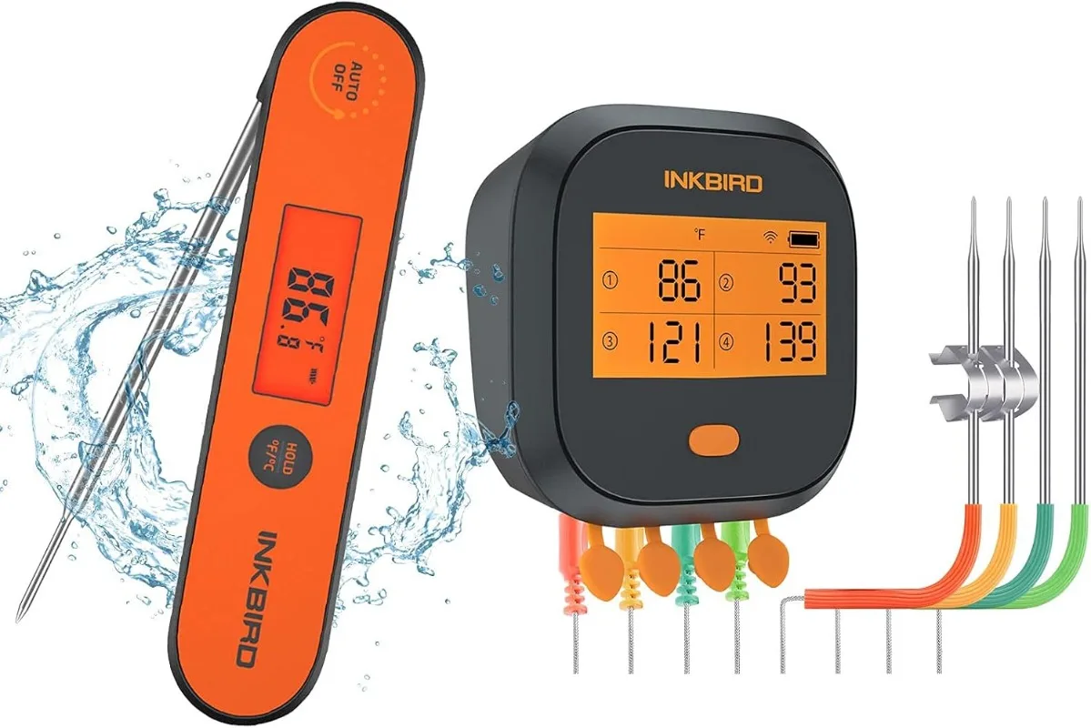 Inkbird WiFi Grill Thermometer & Instant Read Thermometer IHT-1P, Rechargeable Digital BBQ Meat Thermometers with Alarm Timer