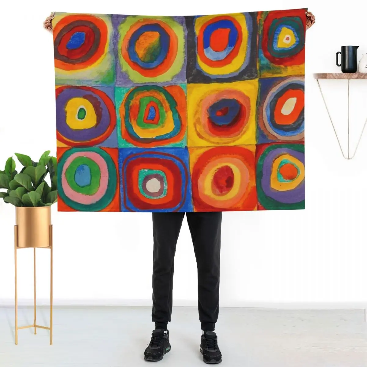 Wassily Kandinsky Color Study Squares with Concentric Circles , Abstract Throw Blanket bed plaid Shaggy Softest Furry Blankets