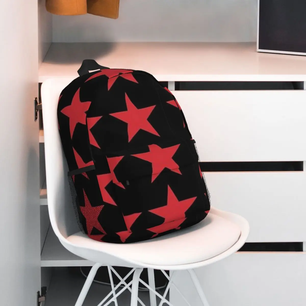 Mochila GRANDE de estrellas rojas y negras para adolescentes, bolso escolar para estudiantes, mochila de viaje, bolso de hombro