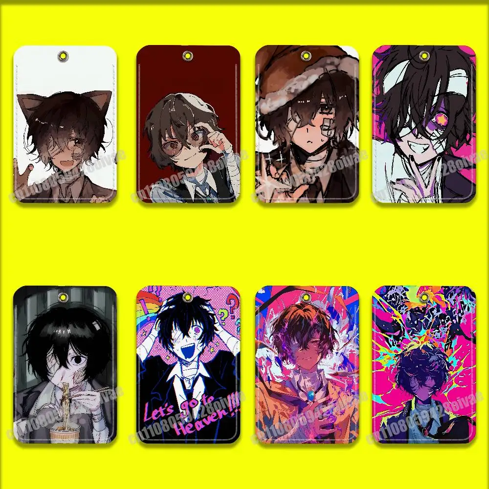 

O-Osamu Dazai Card Holder Case For ID Clips Credit Bank Access Water Sleeves Pocket PU Leather Keychain