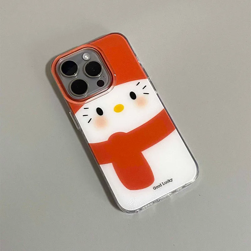 Sanrio Hello kitty bufanda roja funda de teléfono apple funda de teléfono Kawaii bonita funda de iPhone para iPhone 12 13 14 15 16 Pro Max regalos nuevos