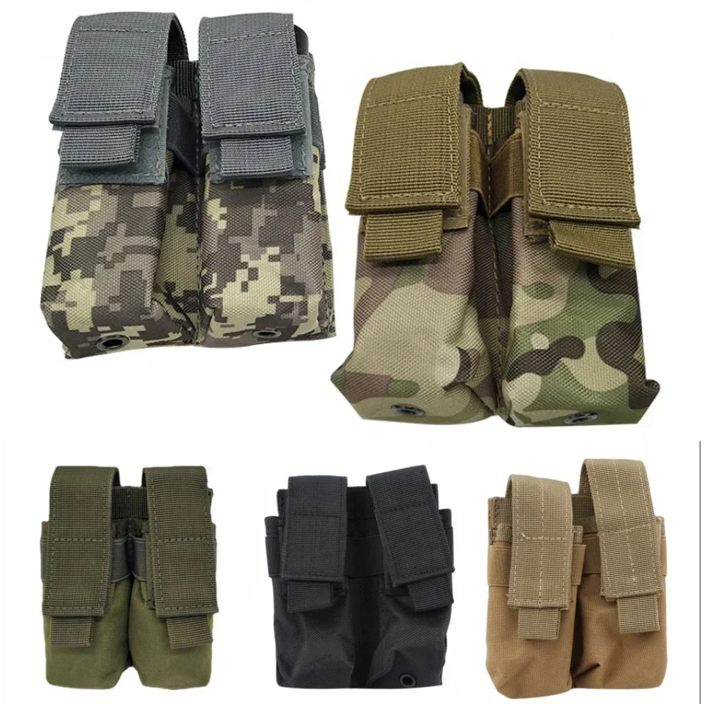 Molle 9mm Double Magazine Pouch Flashlight Holder EDC Tool Waist Bag Toy Gun Ammo Mag Holster Bags Vest Pouches