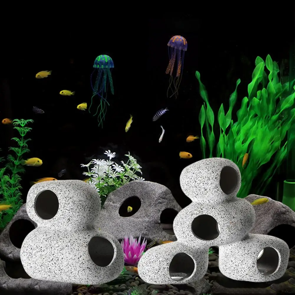 Compact Fish Tank Ornament Pollution-free Stones Toys Fish Tank Shelter House  Rock House Aquarium Shelter Fish Supplies