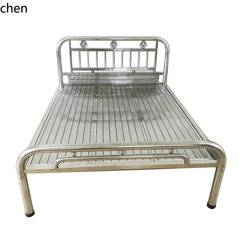 a2 Seamless Full Stainless Steel Bed Steel Strip Model Thickened  Single Double Bed for Engineering Site and Home Use
