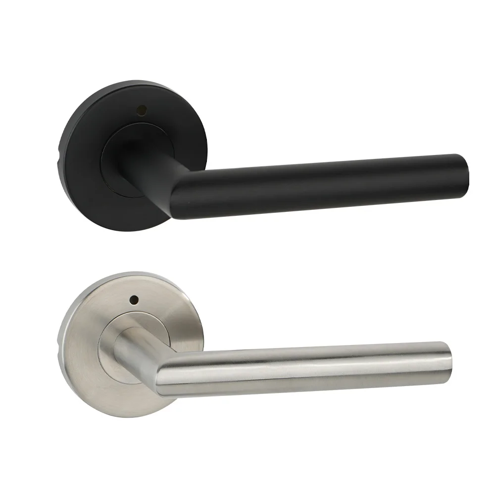 

Viladepot Privacy Door Handle Polishing Handle Lever Round Base Bedroom Bathroom Door Lock Reversible