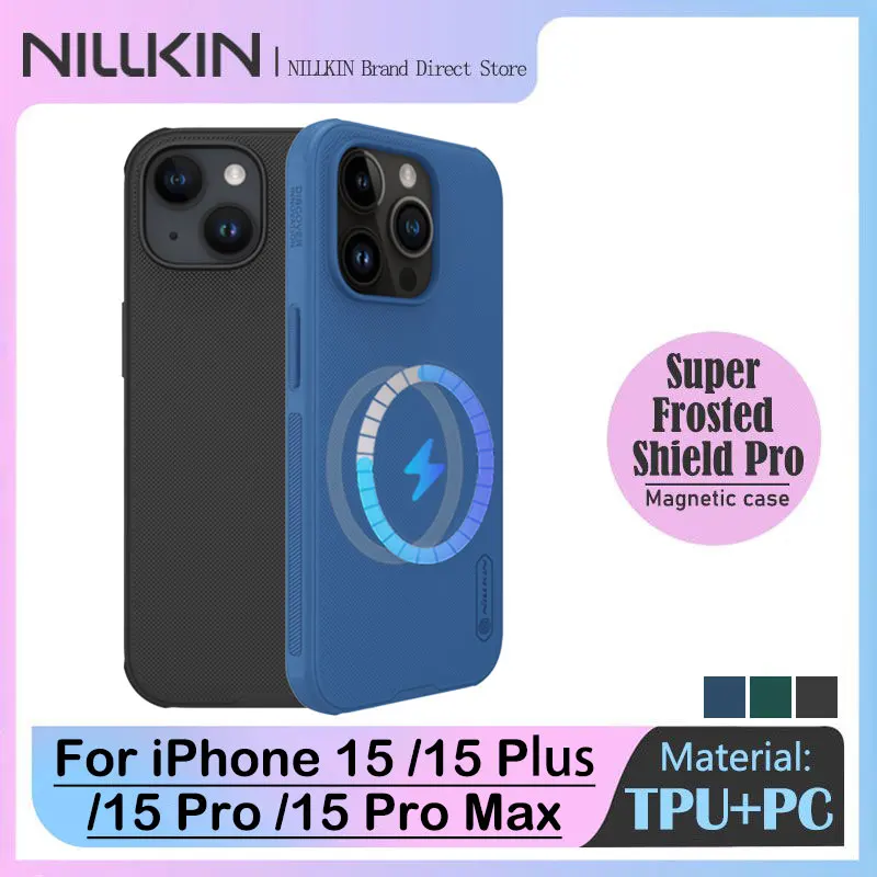 

Nillkin Super Frosted Shield Magnetic Case for iPhone15/15 Plus/15 Pro/15 Pro, MagSafe, Anti-fall, Shockproof Hard Back Cover