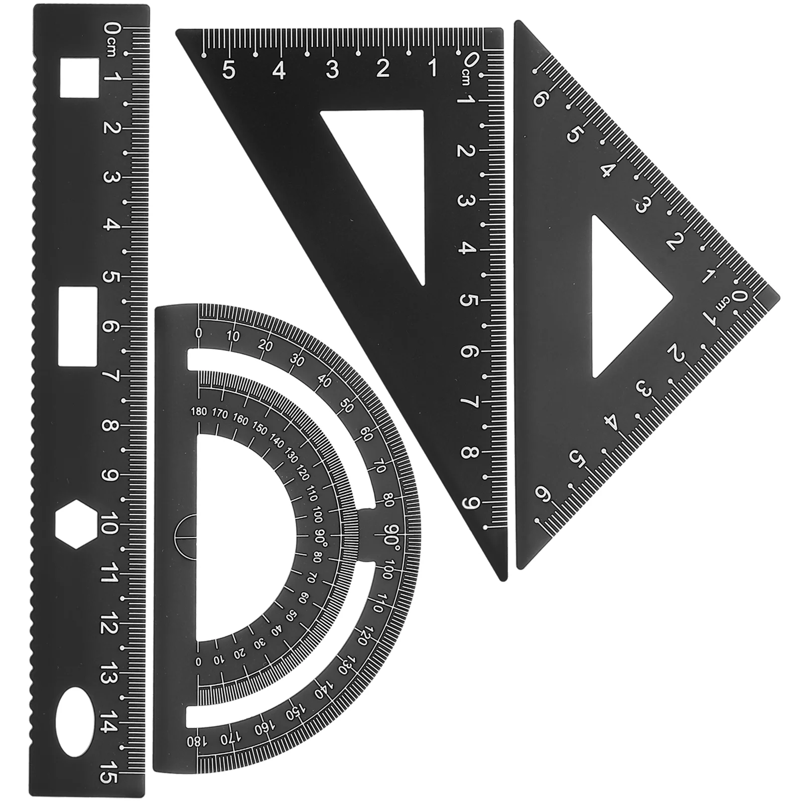 Placa Triangular Transferidor para Testes, Régua de Metal DIY, Escritório Sturdy Papelaria Set, 1 Conjunto, 4Pcs