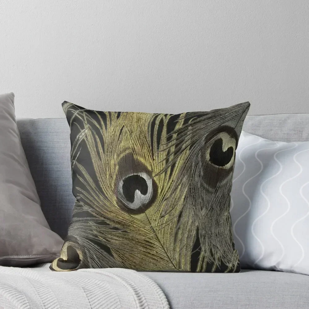 

Silver and Gold Peacock Feathers Throw Pillow pillow pillowcase Christmas Pillow Covers Christmas Covers For Cushions