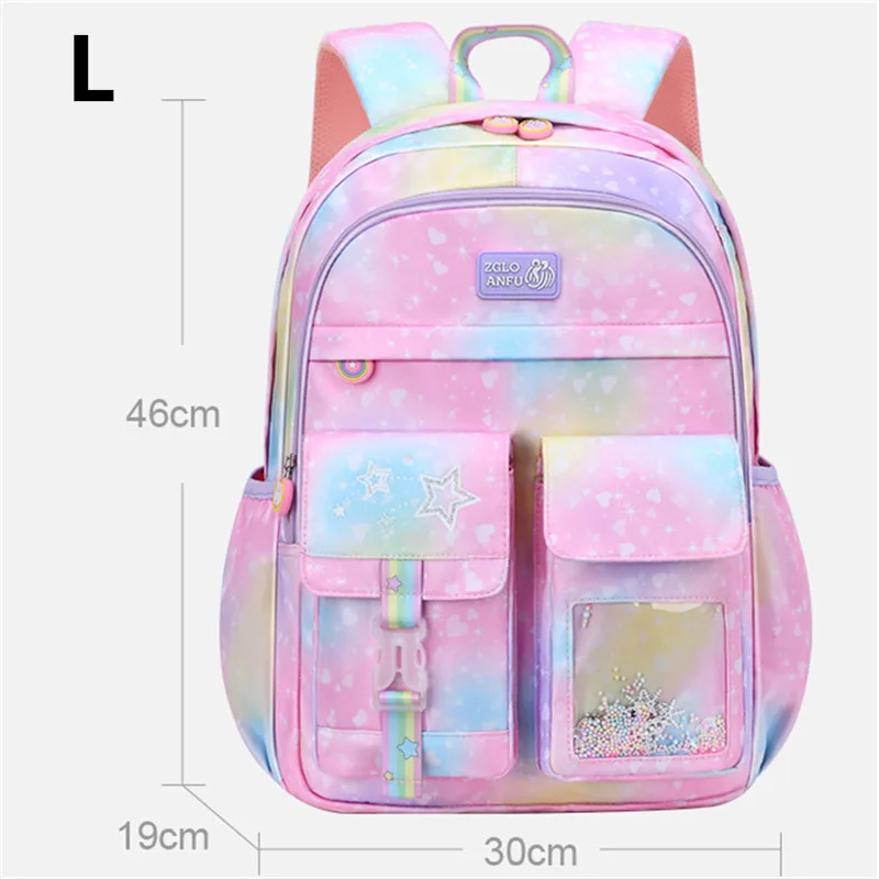 Bolsas escolares arco-íris para meninas, mochila de ombro, princesa mochila, mochila infantil, mochila infantil, moda