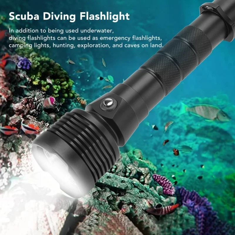 Strong Light Diving Flashlight 3600LM Long Range LED Dive Light Aluminum Alloy IPX8 Waterproof Diving Torch