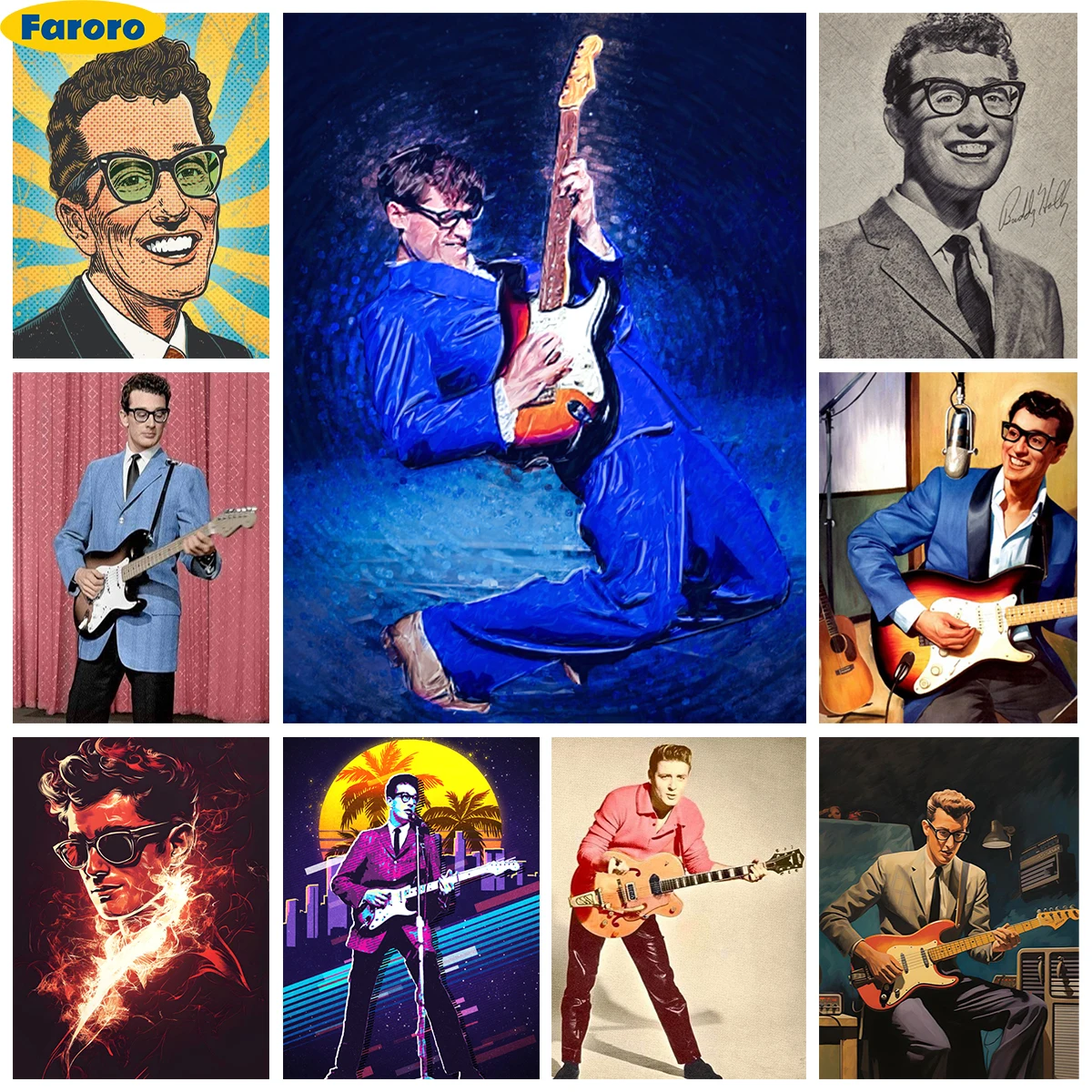 

Buddy Holly Diy Diamond Painting Kit Rock Singer Mural Diy Diamond Embroidery Art Adult Handicraft Mosaic Home Wall Decor