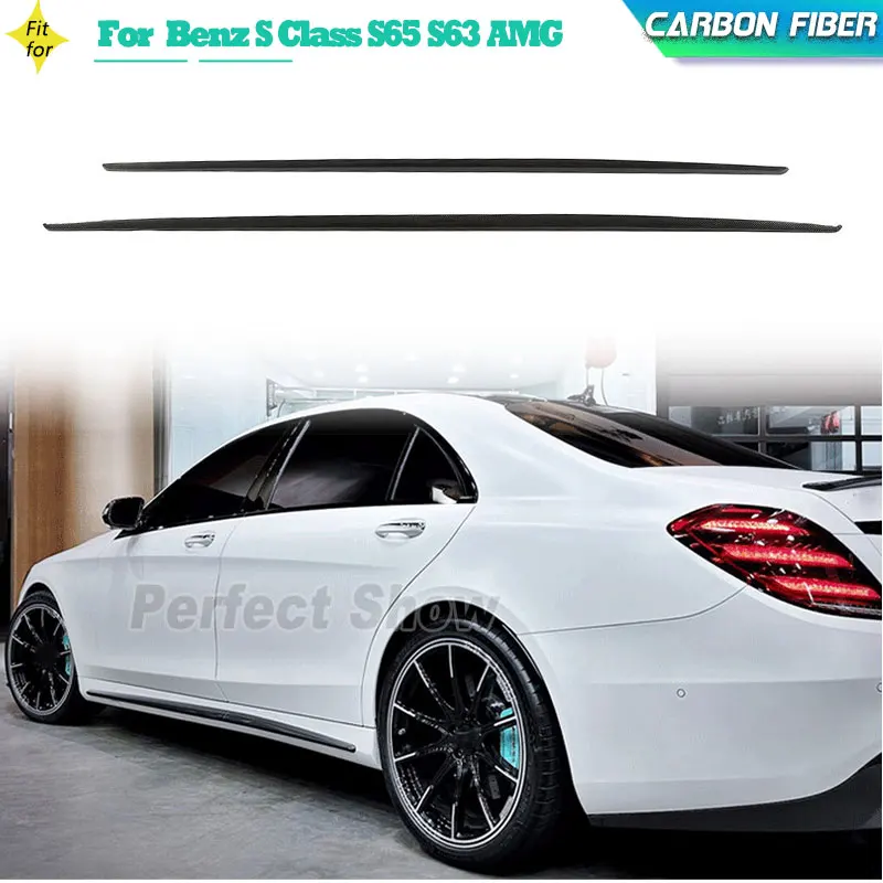 Carbon Fiber Car Side Skirts Extensions for Mercedes Benz S Class W222 S550 Sport S65 S63 AMG 2014-2018 Side Door Apron Lip