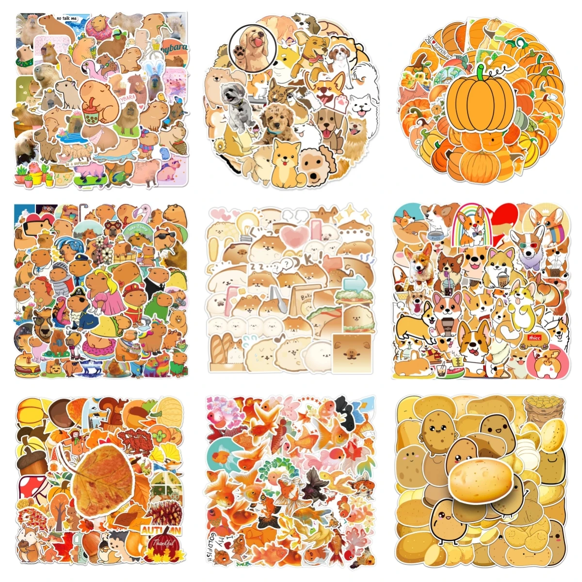 10/30/50PCS Cartoon Pumpkin Small Fresh Personality Creative Sticker Desk RefrigeratorComputer Phone Waterproof StickerWholesale