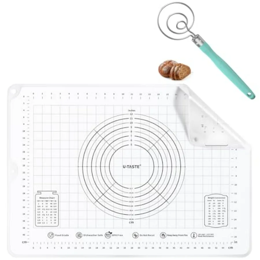 

Большой пищевой жидкий силиконовый коврик для кондитерских изделий размером 28 x 20 дюймов (прозрачный) и датский венчик для теста из нержавеющей стали диаметром 12,6 дюйма (квавное небо)