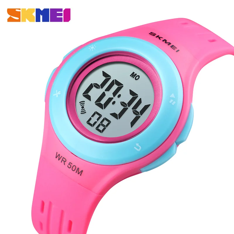 Skmei crianças relógio de pulso digital crianças meninas meninos pu banda à prova dwaterproof água alarme backlight relógio de pulso eletrônico esporte 1455