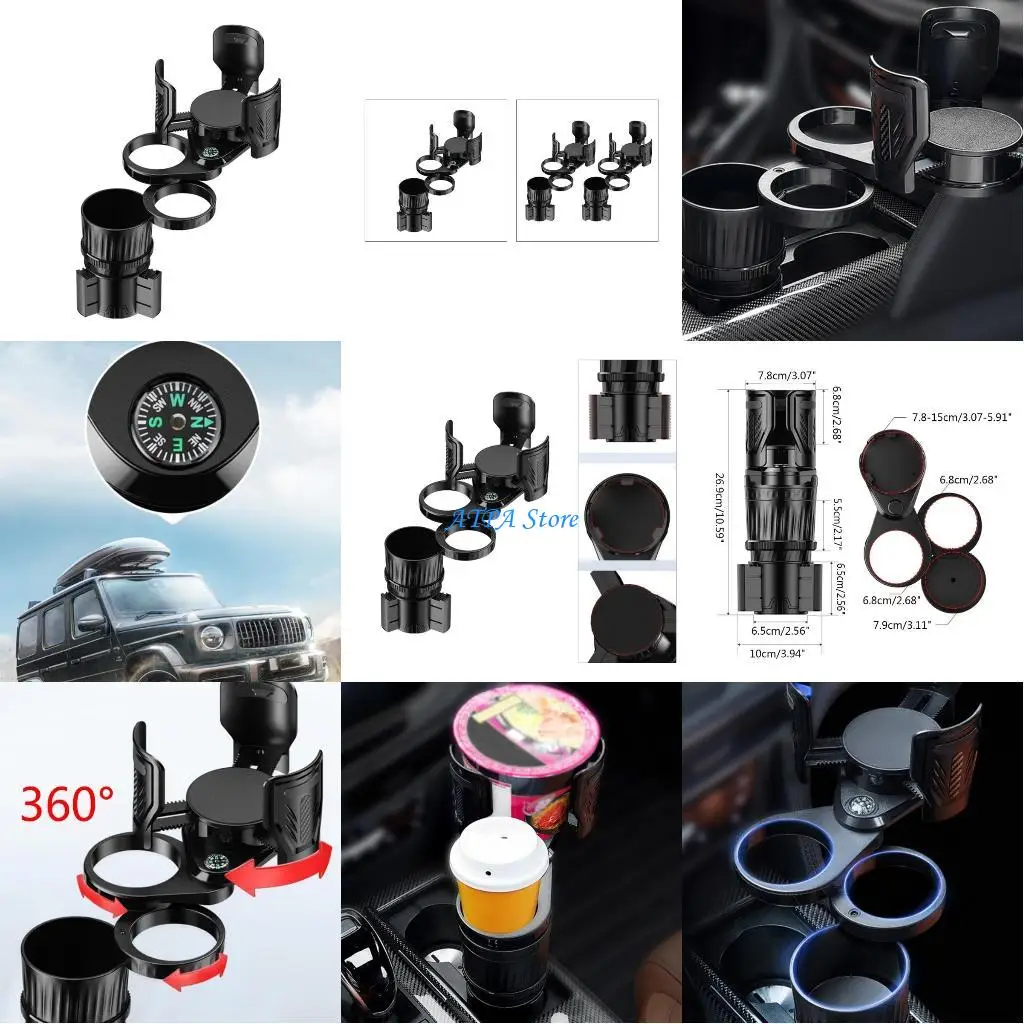 

U13C 4 In 1 Adjustable Car Stand Multifunction Bottle Cup Holder Expander Adapter 360Degrees Rotating Car Cup Mount