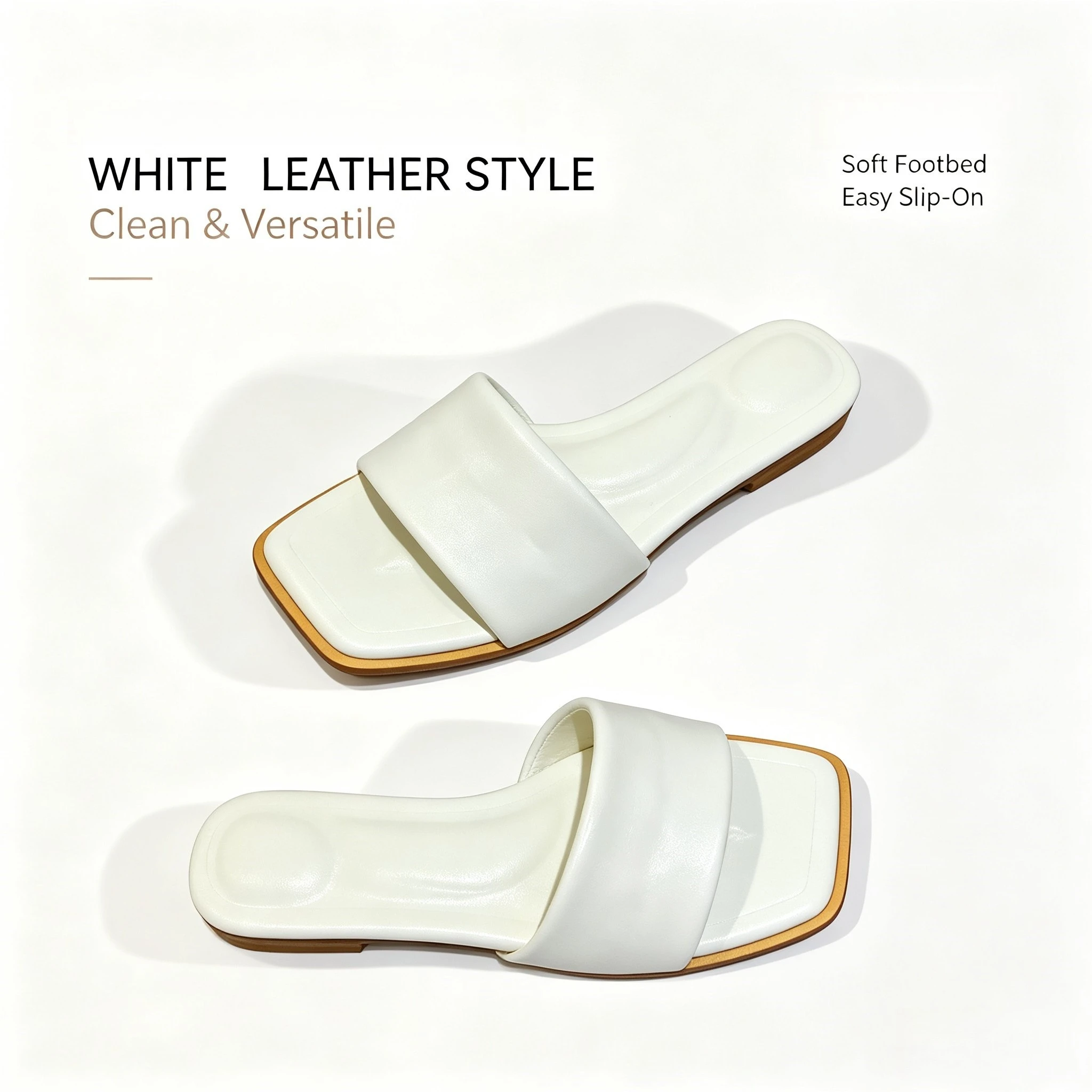 Brand on Sale Women's Genuine Leather Flat SlidesVersatile Casual and Stylish Open-Toe Sandals for Outdoor Wear and Commuting